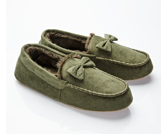 Women's Moccasin Slippers with Indoor TPR Sole